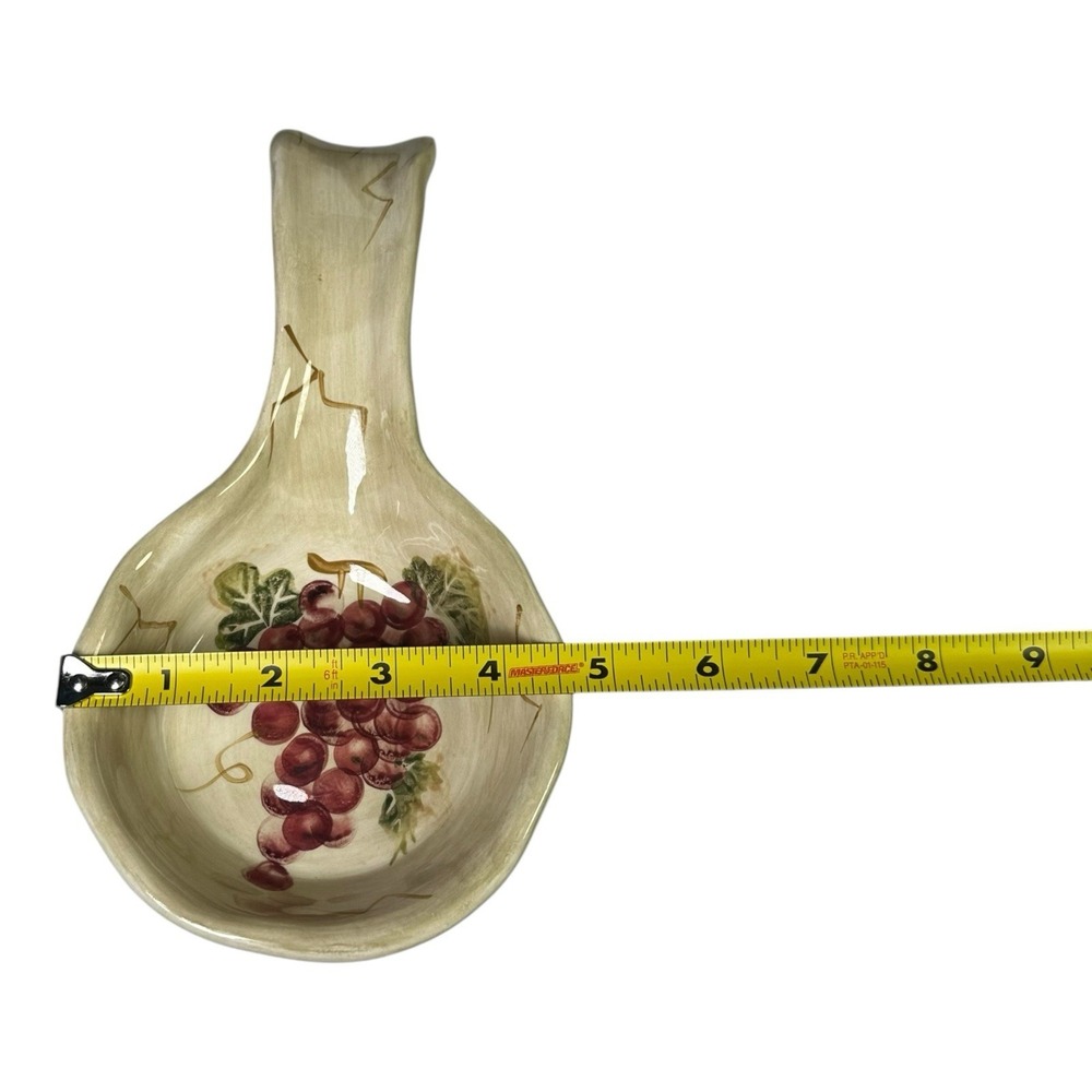 Cabernet Hand Painted Spoon Rest Grapes Vine Tabletops Unlimited Tuscan Kitchen - Picture 6 of 9